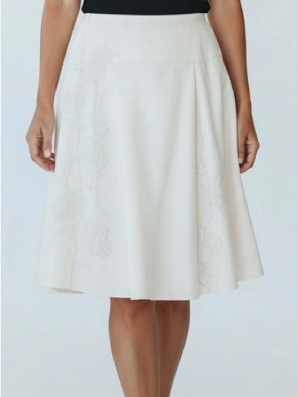 Carol Little White Linen-blend Full Skirt